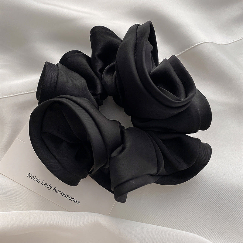 French Retro Wooden Ear Satin Large Intestine Hair Ring For Women - Hair Your Lux