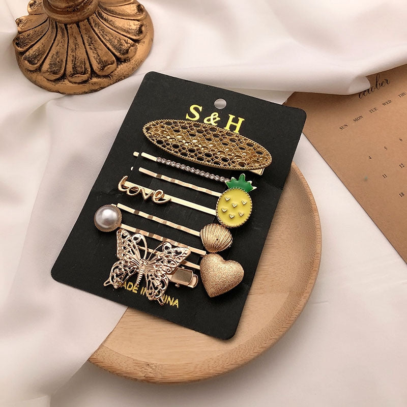 Fashion Pearl Set Temperament Bangs Hairpin Hair Accessories - Hair Your Lux