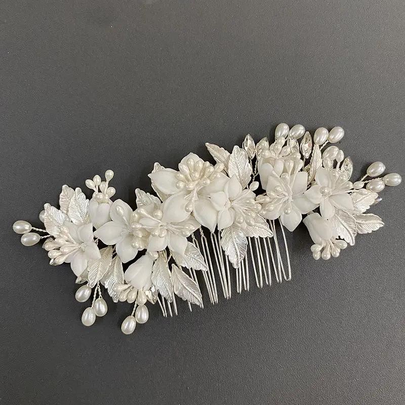 Wedding Bride Handmade Pearl Comb Flower Headwear - Hair Your Lux