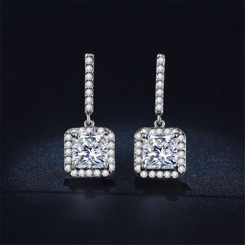 Top Quality Austrian Crystal Big Geomatric CZ Fashion Luxury Zircon Women Ear Stud Earrings Elegant Earring For Party - Hair Your Lux