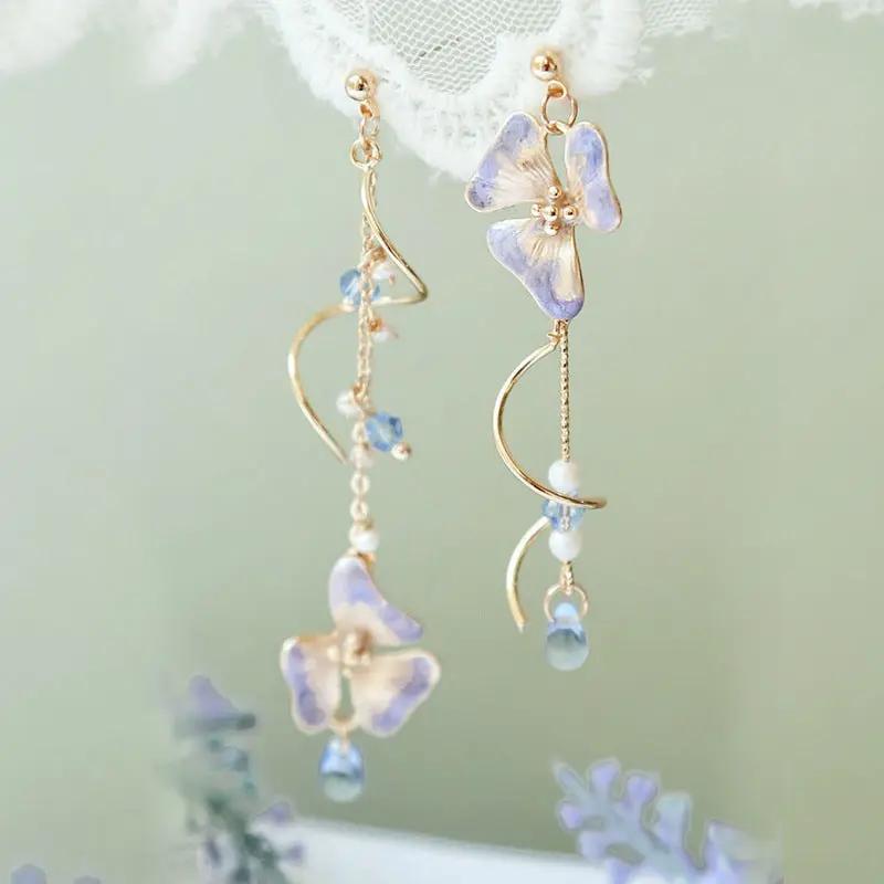 Korean Vintage Metal Flower Long Dangle Earrings For Women Girls Brincos Temperament Pendientes Mujer Jewelry - Hair Your Lux