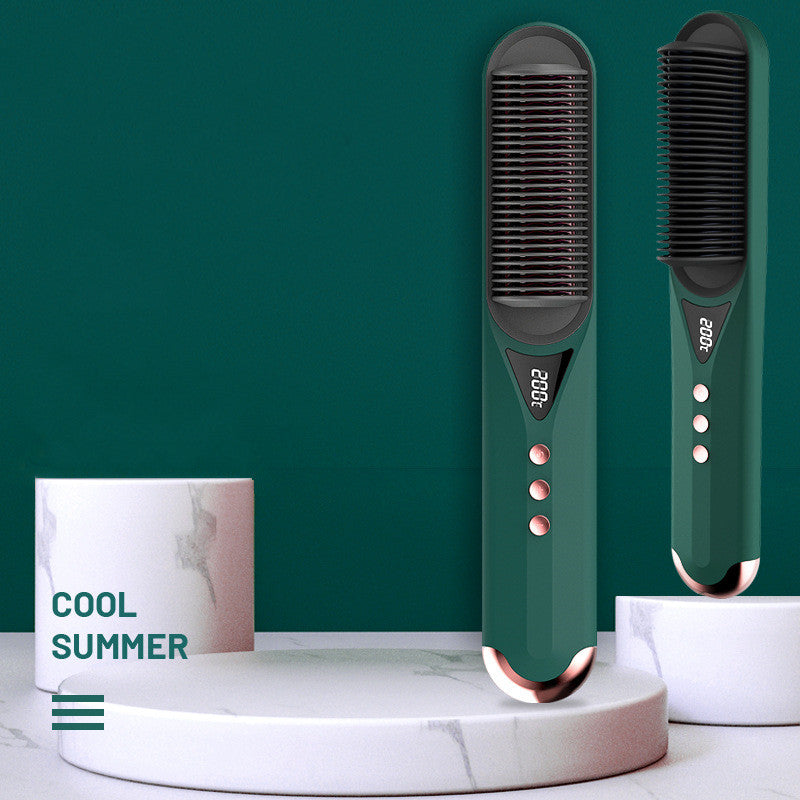 Hair Straightener Brush Hair Straightening Hot Brush Fast Smoothing Brush Green - Hair Your Lux