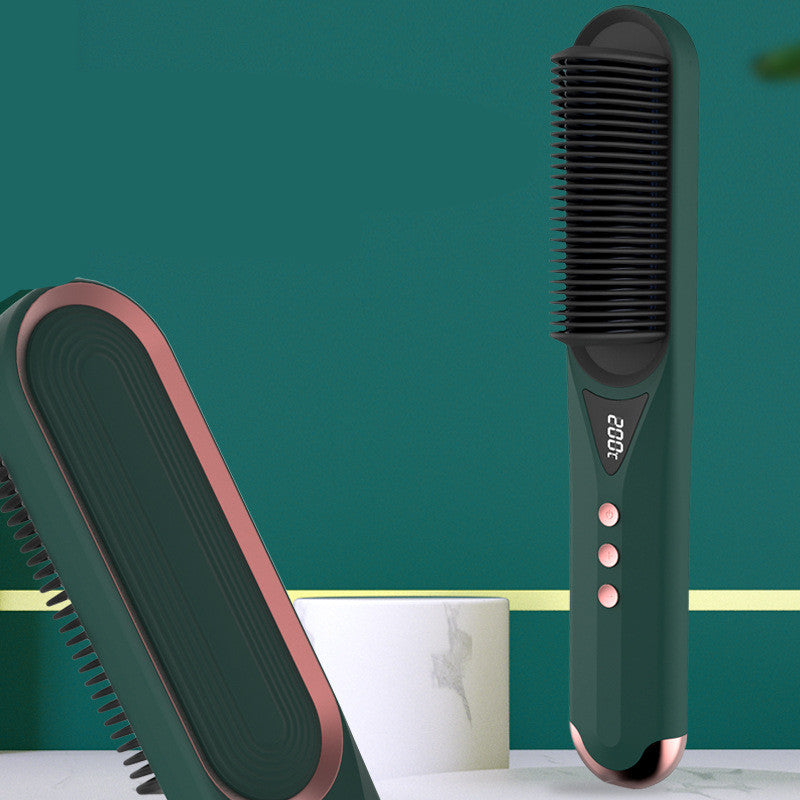 Hair Straightener Brush Hair Straightening Hot Brush Fast Smoothing Brush Green - Hair Your Lux