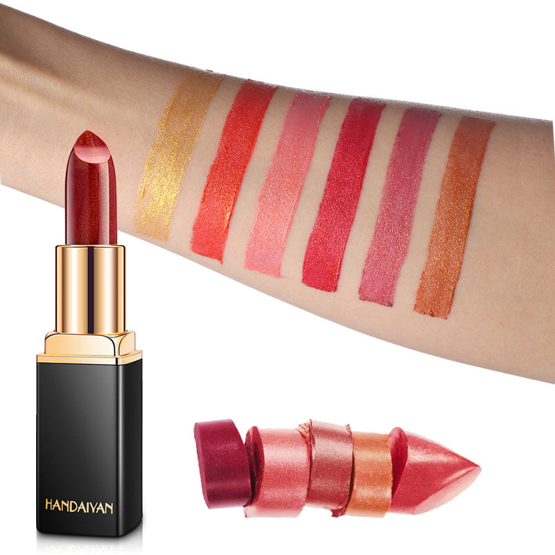 Shiny Metallic Lipstick Pearlescent Color Temperature Change Lipstick Gilt Lipstick - Hair Your Lux