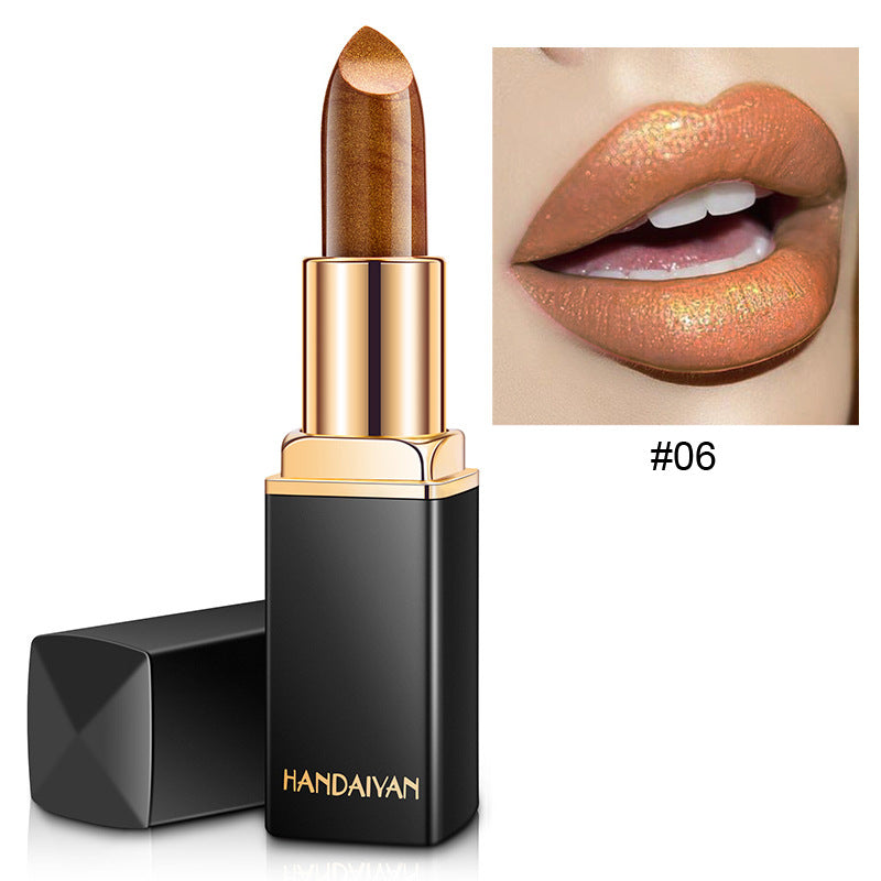 Shiny Metallic Lipstick Pearlescent Color Temperature Change Lipstick Gilt Lipstick - Hair Your Lux