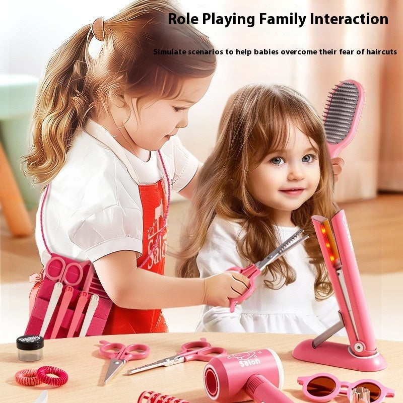 Children's Hairdressers Salon Barber Set Hair Dryer Clip Hair Curler Toy Suit
