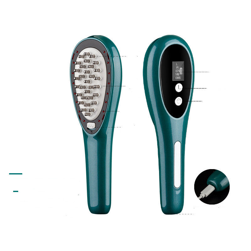 EMS Micro-current Infrared Light Vibration Scalp Massage Comb Hair Brush - Hair Your Lux