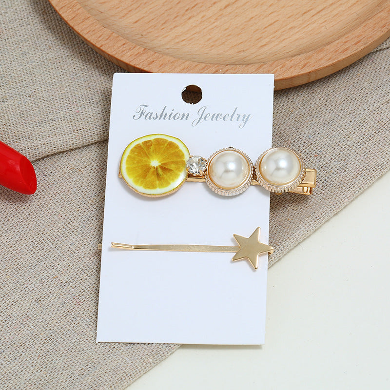 Fruit Hair Clip Set Pearl Pearl Clip - Hair Your Lux