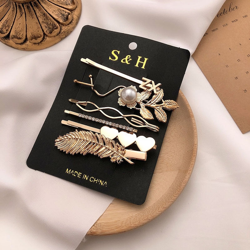 Fashion Pearl Set Temperament Bangs Hairpin Hair Accessories - Hair Your Lux