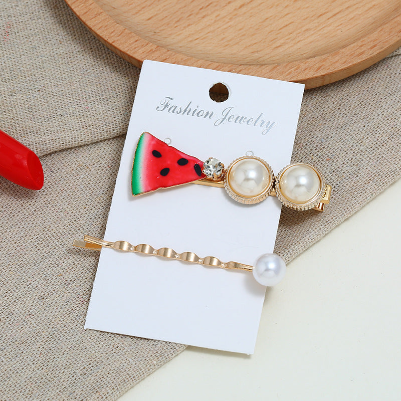 Fruit Hair Clip Set Pearl Pearl Clip - Hair Your Lux