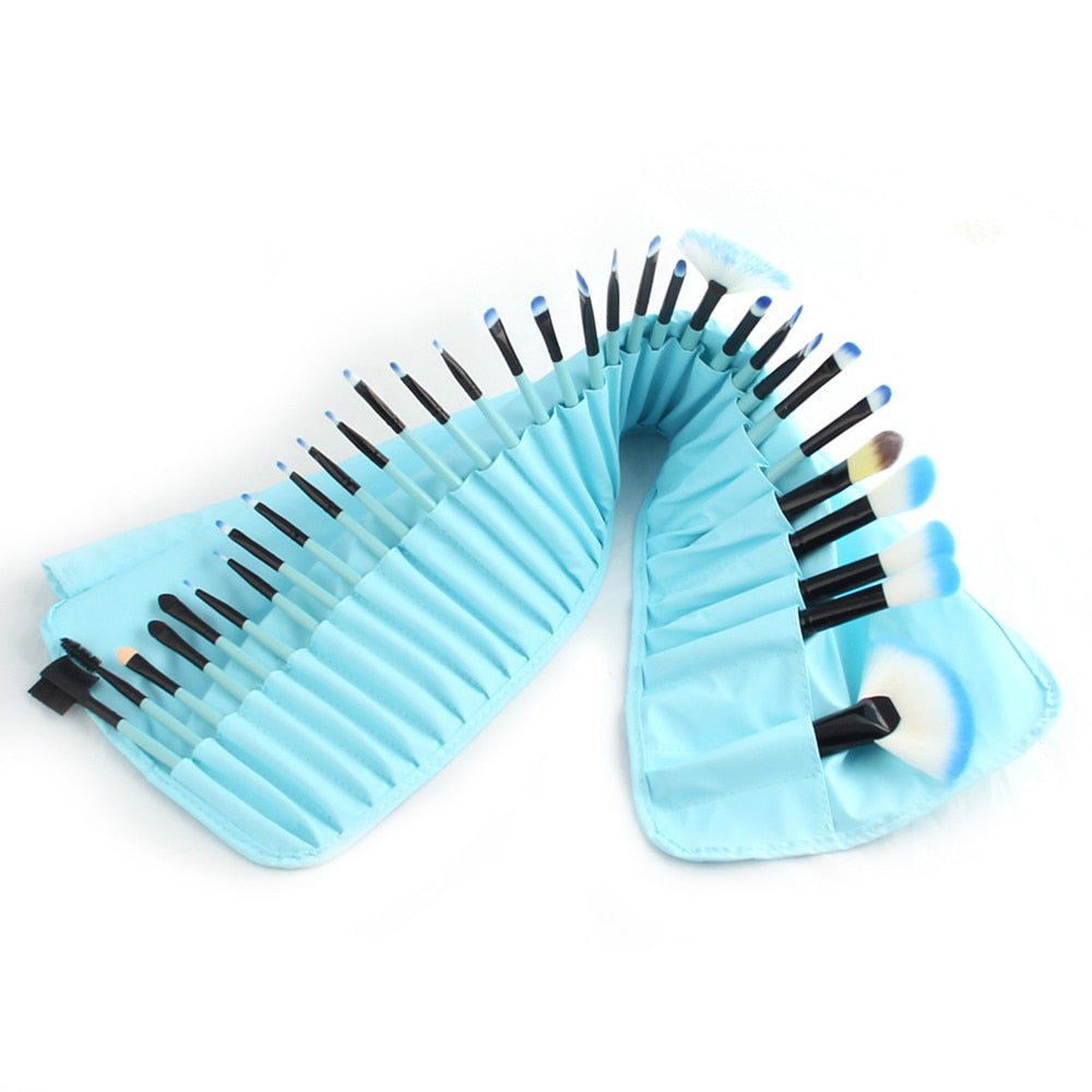 Professional 32Pcs Makeup Brush Foundation Eye Shadows Powder Blue Make Up Brushes Tools Cosmetic Bag pincel maquiagem Brushes - Hair Your Lux