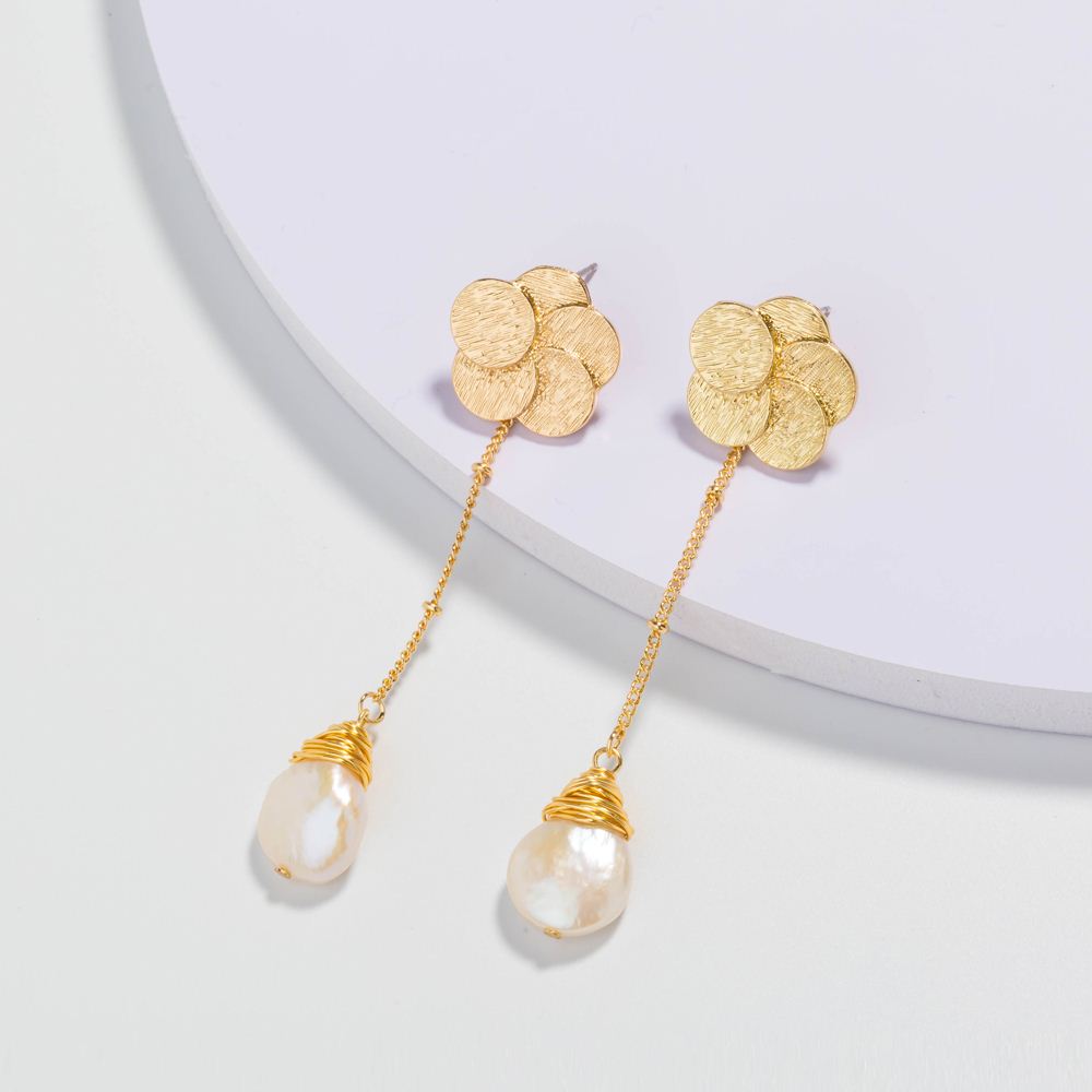 Creative long plum blossom earrings fashion hand-woven natural freshwater pearl earrings for women - Hair Your Lux