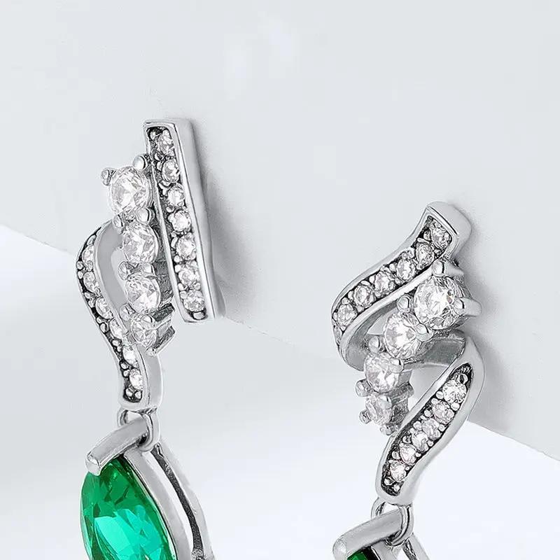S925 Silver Emerald Earrings For Women - Hair Your Lux