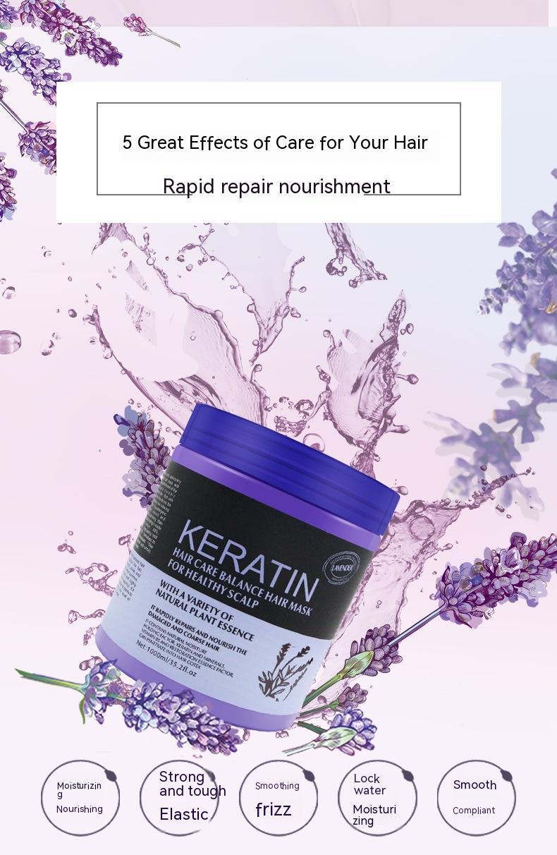 Keratin Lavender Deep Smoothing Nutritional Hair Mask With Multi-Effect Soft Repair Treatment Effect 500ml 1000ml