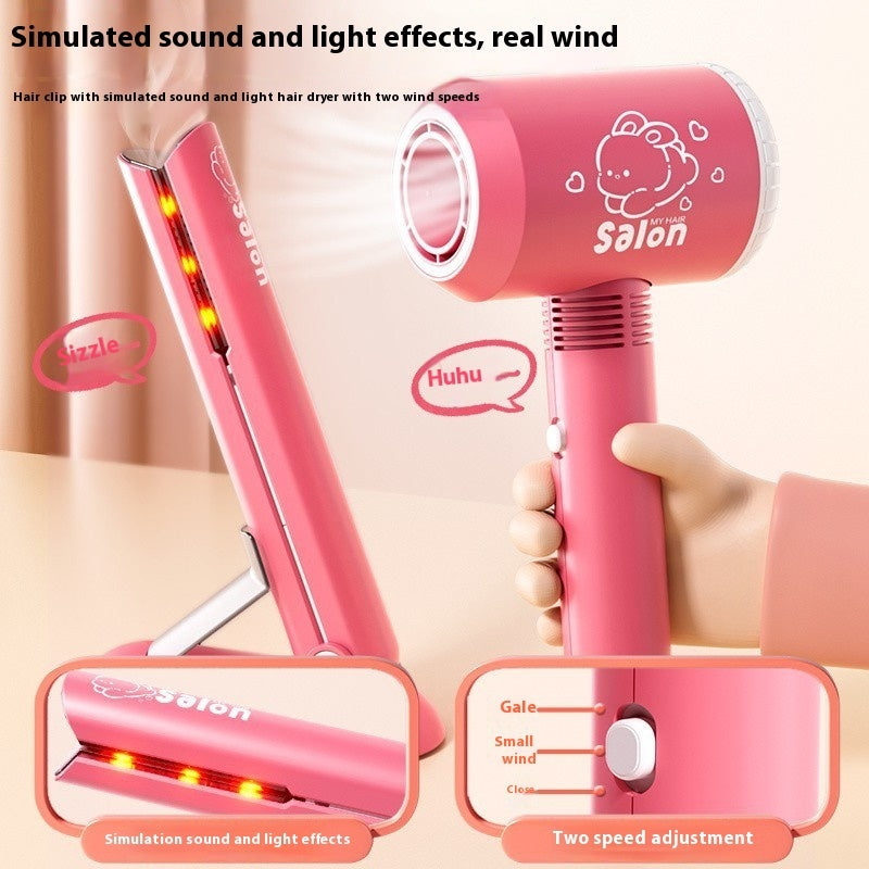 Children's Hairdressers Salon Barber Set Hair Dryer Clip Hair Curler Toy Suit