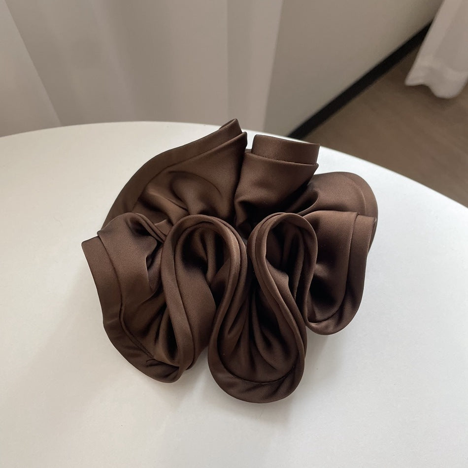 French Retro Wooden Ear Satin Large Intestine Hair Ring For Women - Hair Your Lux