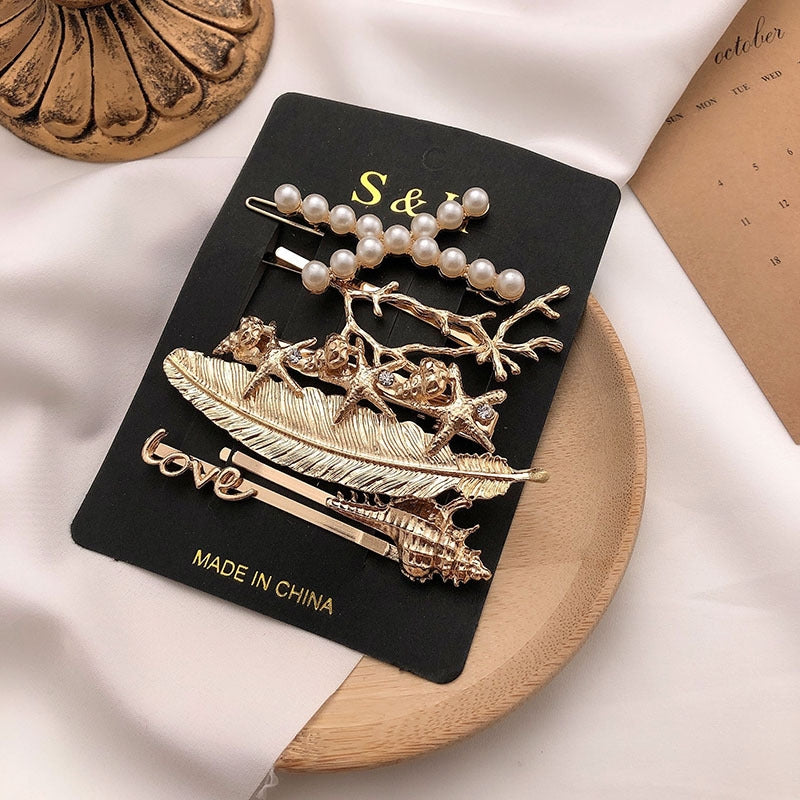 Fashion Pearl Set Temperament Bangs Hairpin Hair Accessories - Hair Your Lux