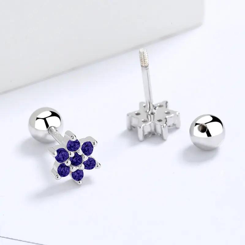 Star Screw Back Stud Earrings, 925 Sterling Silver Zirconia Stud Earrings For Women - Hair Your Lux