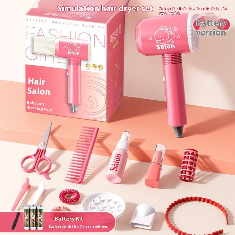 Children's Hairdressers Salon Barber Set Hair Dryer Clip Hair Curler Toy Suit