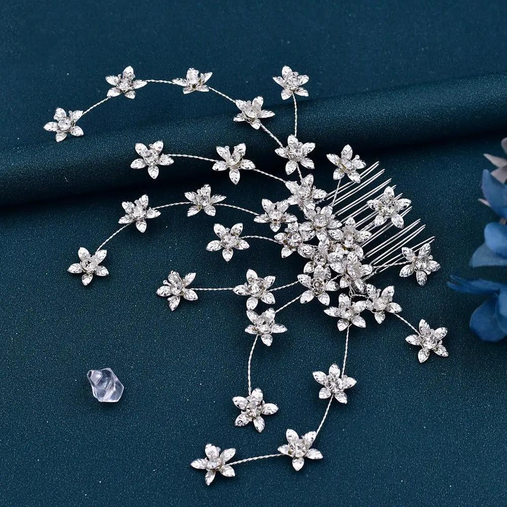 Rhinestone Alloy Hair Comb Flower Hair Comb Bridal Headpieces for Wedding Bridal Hair Comb Wedding Hair Comb Bridal Hair Accessories Hairpin Flowers Rhinestones Bride - Hair Your Lux