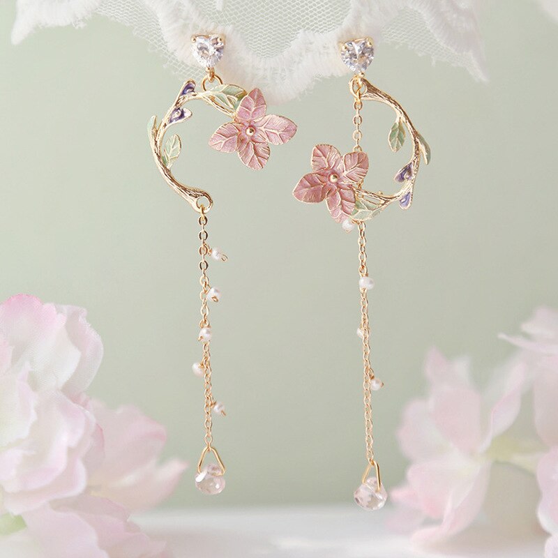 Korean Vintage Metal Flower Long Dangle Earrings For Women Girls Brincos Temperament Pendientes Mujer Jewelry - Hair Your Lux