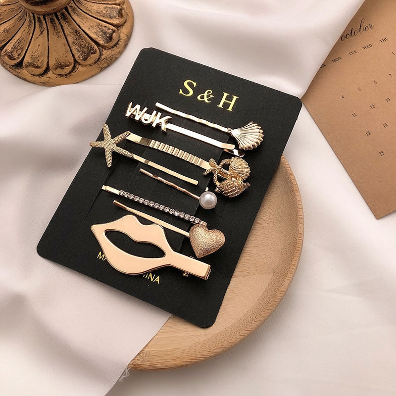 Fashion Pearl Set Temperament Bangs Hairpin Hair Accessories - Hair Your Lux