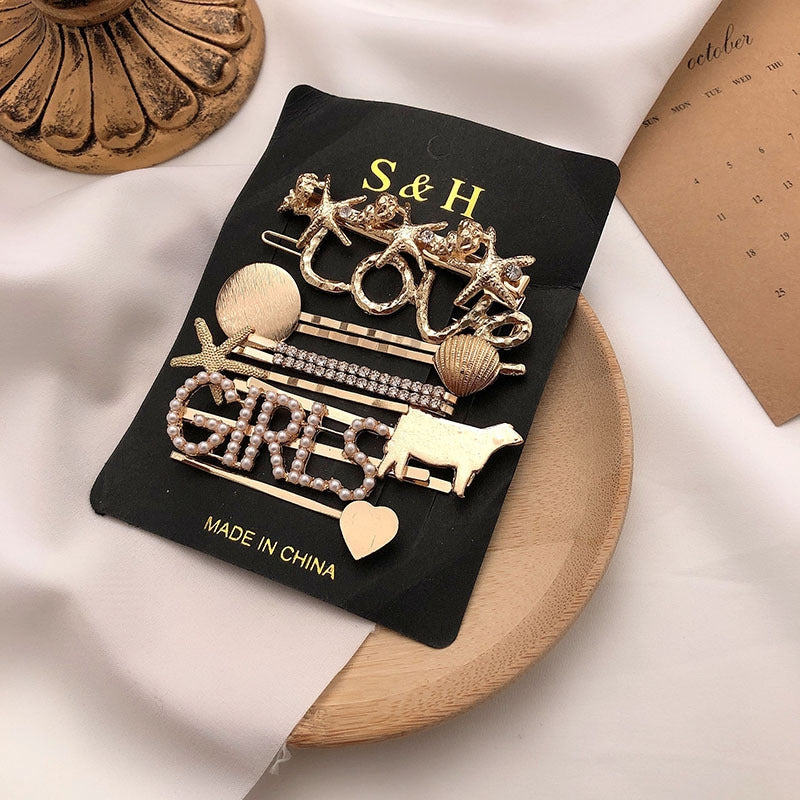 Fashion Pearl Set Temperament Bangs Hairpin Hair Accessories - Hair Your Lux