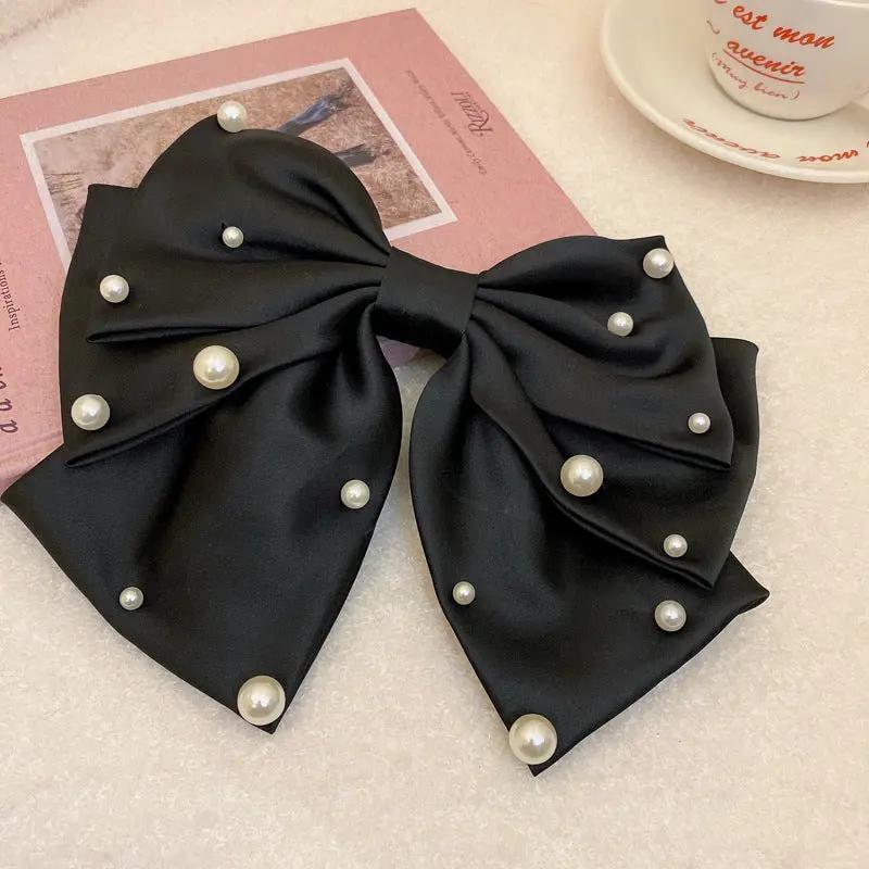 French Light Luxury Star Point Pearl Bow Net Red Headdress Hair Accessories - Hair Your Lux