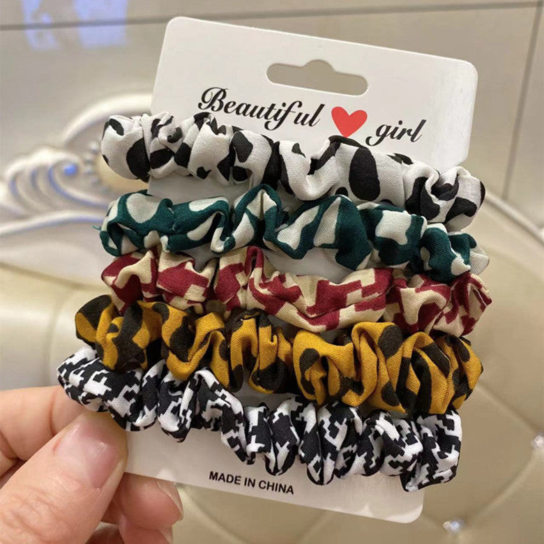 Spring Thin Sausage Hair Ring Korean Style Internet Celebrity 5 Sets - Hair Your Lux