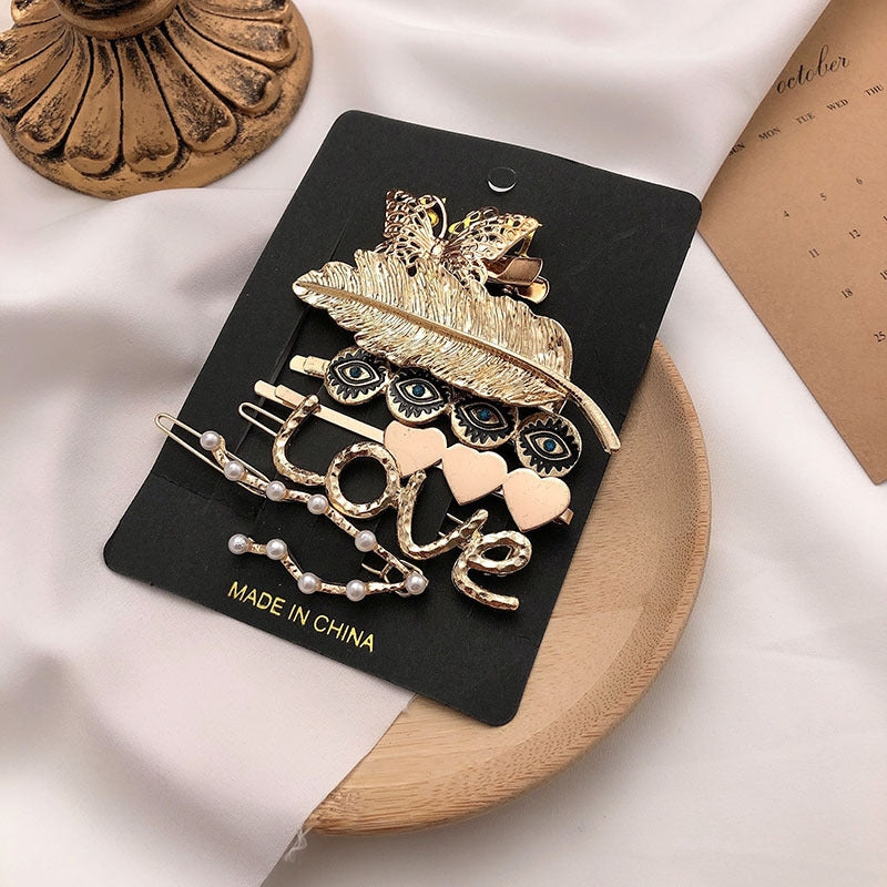 Fashion Pearl Set Temperament Bangs Hairpin Hair Accessories - Hair Your Lux