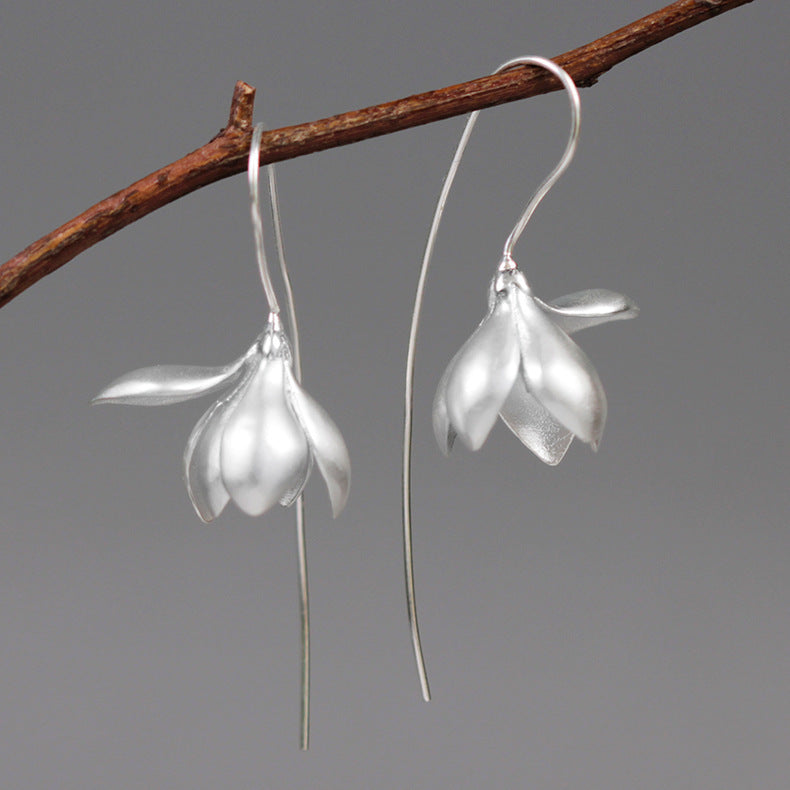 Gold Silver Earring Fashion Jewelry Elegant Magnolia Flower Dangle Earrings For Women Gifts - Hair Your Lux