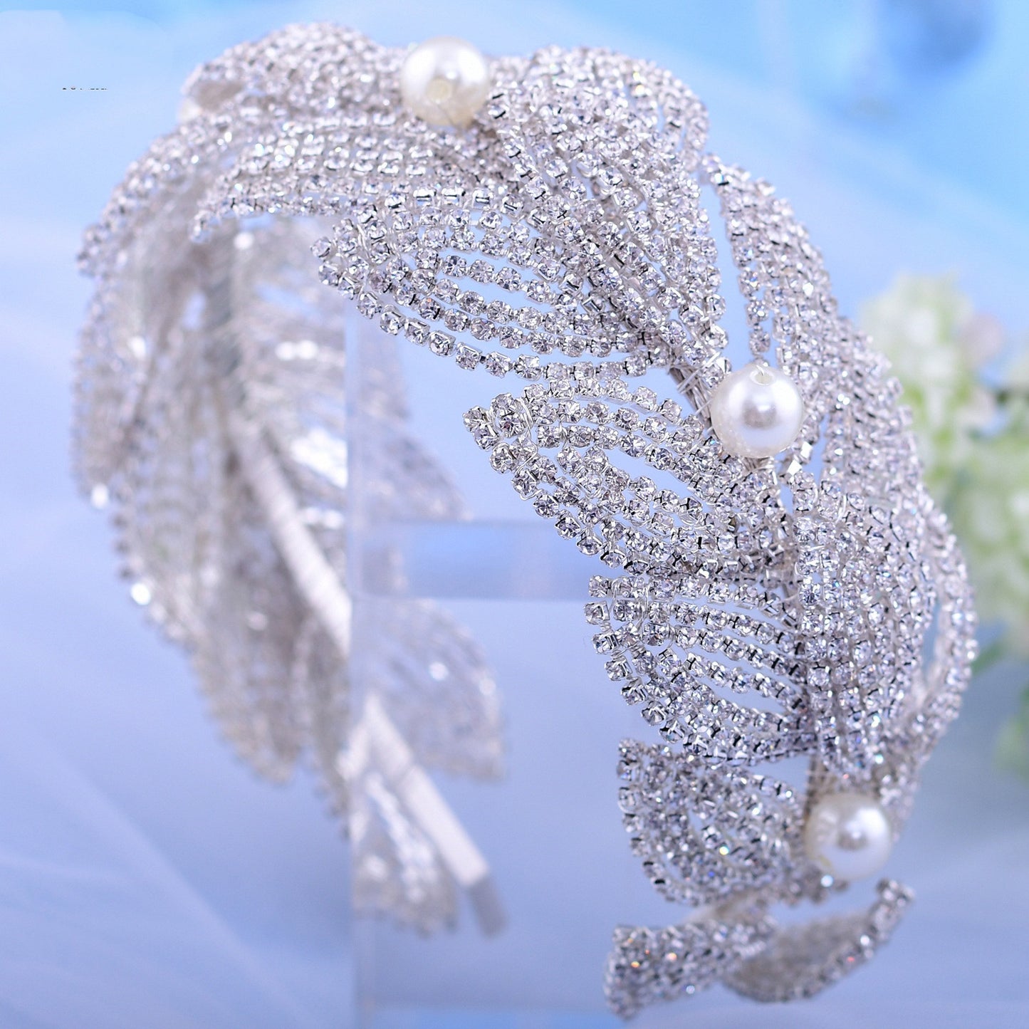 Rhinestone Leaf Handmade Hair Band - Hair Your Lux