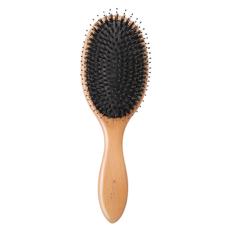 Boar Bristle Solid Wood Comb Hair Plate Airbag Smooth Massage