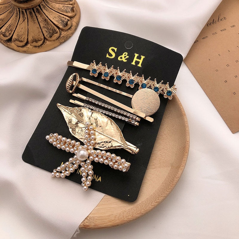 Fashion Pearl Set Temperament Bangs Hairpin Hair Accessories - Hair Your Lux