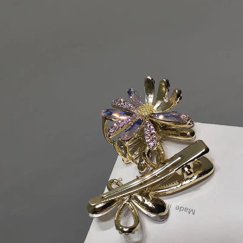 Metal Grab Clip Sweet And Simple Crystal Daisy Korean Elegant Hair Catch Summer - Hair Your Lux
