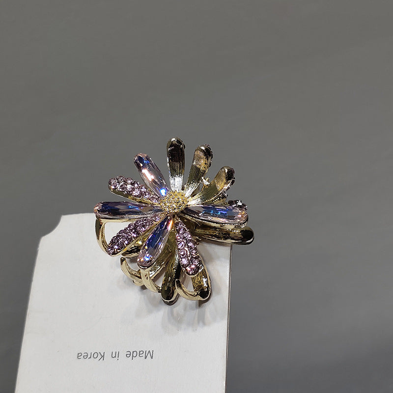 Metal Grab Clip Sweet And Simple Crystal Daisy Korean Elegant Hair Catch Summer - Hair Your Lux