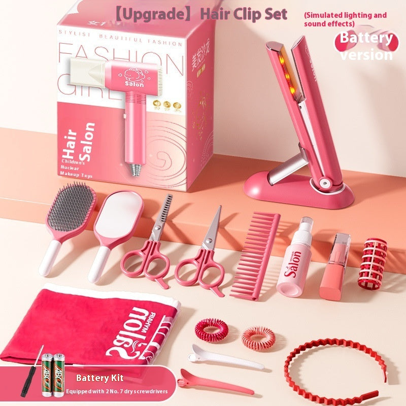 Children's Hairdressers Salon Barber Set Hair Dryer Clip Hair Curler Toy Suit