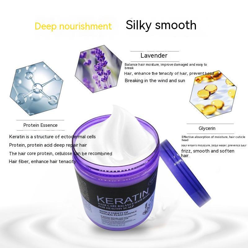 Keratin Lavender Deep Smoothing Nutritional Hair Mask With Multi-Effect Soft Repair Treatment Effect 500ml 1000ml
