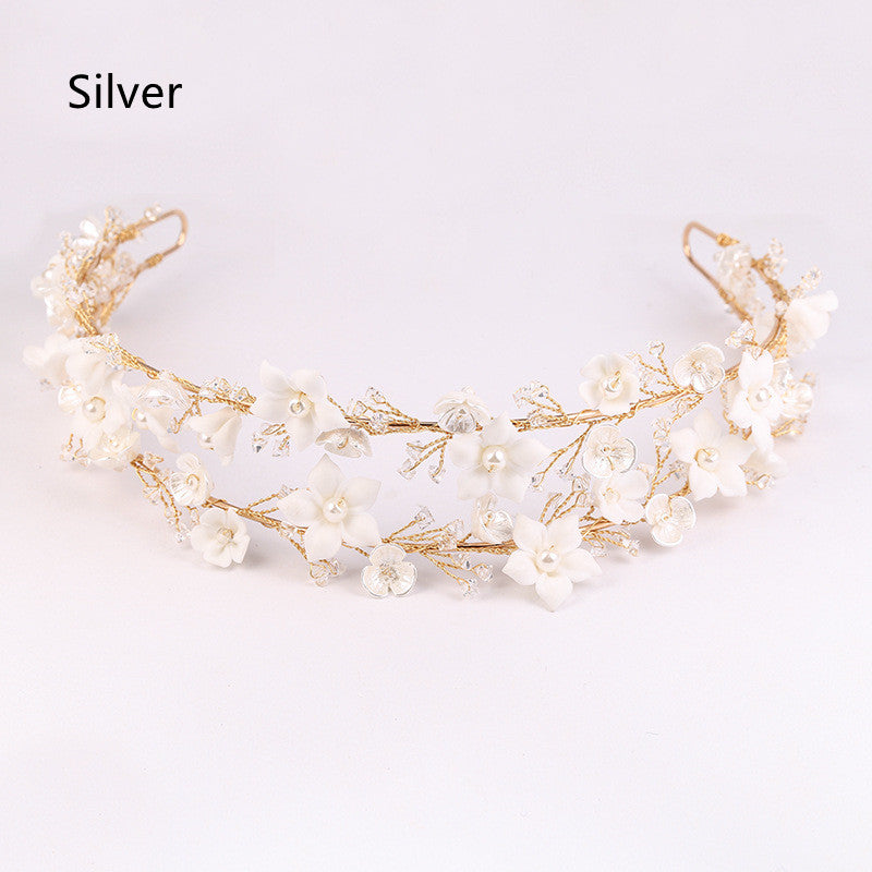 Women's Fashion Double White Ceramic Flower Crown Hair Accessories - Hair Your Lux