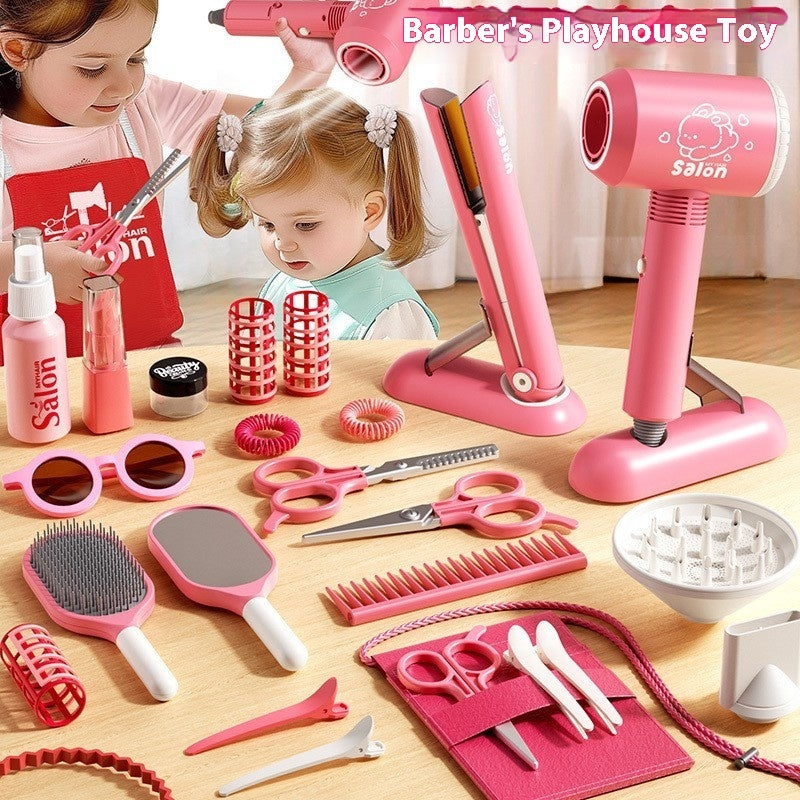Children's Hairdressers Salon Barber Set Hair Dryer Clip Hair Curler Toy Suit