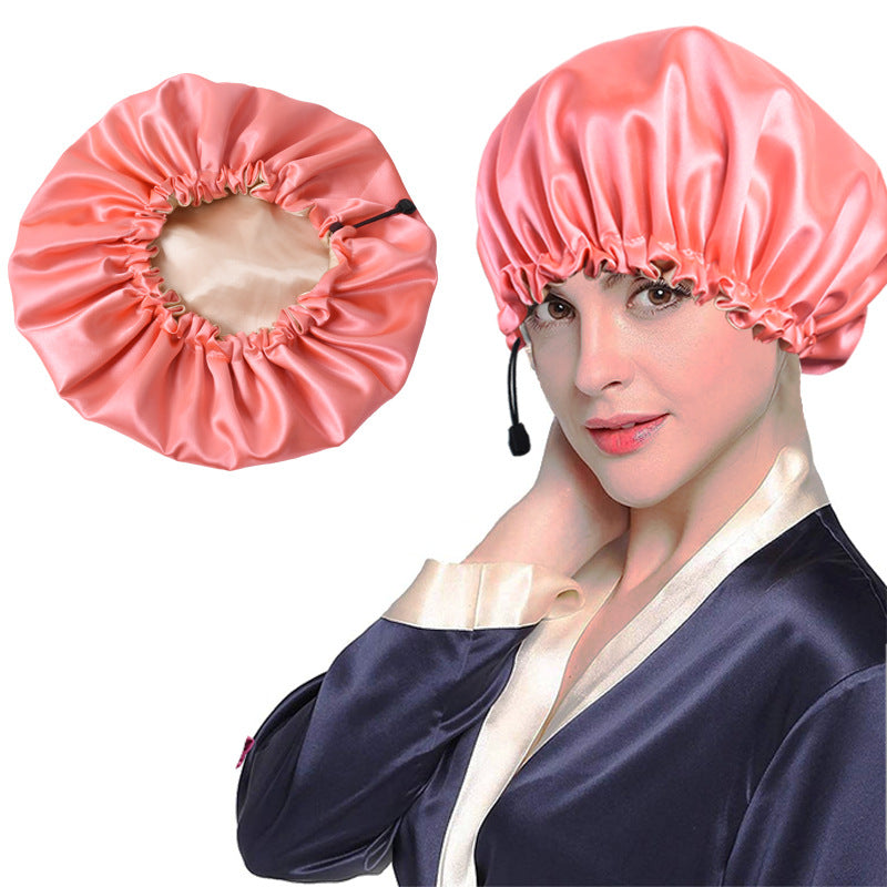 Shower Cap Soft Silk Dual-use Bath Cap Chemotherapy Cap For Hair cleansing - Hair Your Lux