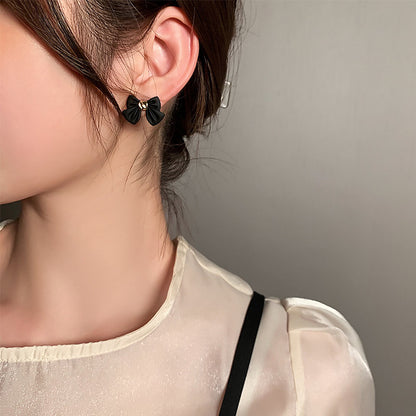 Red Black Color Bowknot Dangle Earrings For Girl Korean Sweet Women Fashion Jewelry - Hair Your Lux