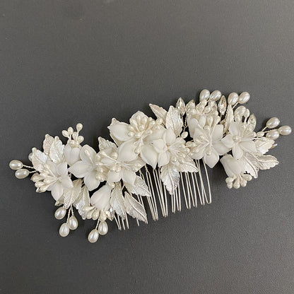 Wedding Bride Handmade Pearl Comb Flower Headwear - Hair Your Lux