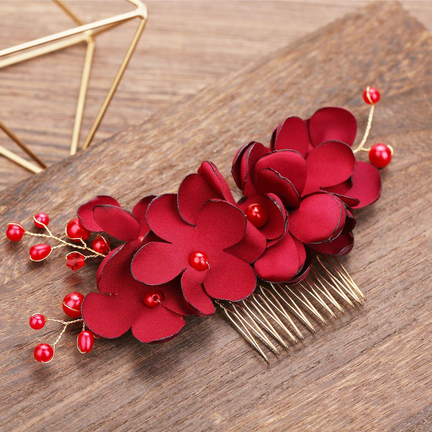 Flower cloth pearl hair comb - Hair Your Lux