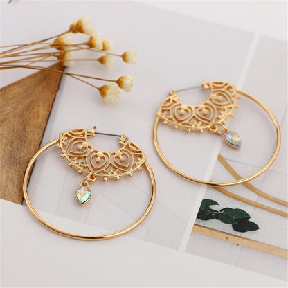 Gold Color Big Circle Round Hoop Earrings For Women Fashion Water Drop Crystal Geometric Hoops aros Statement Earrings - Hair Your Lux