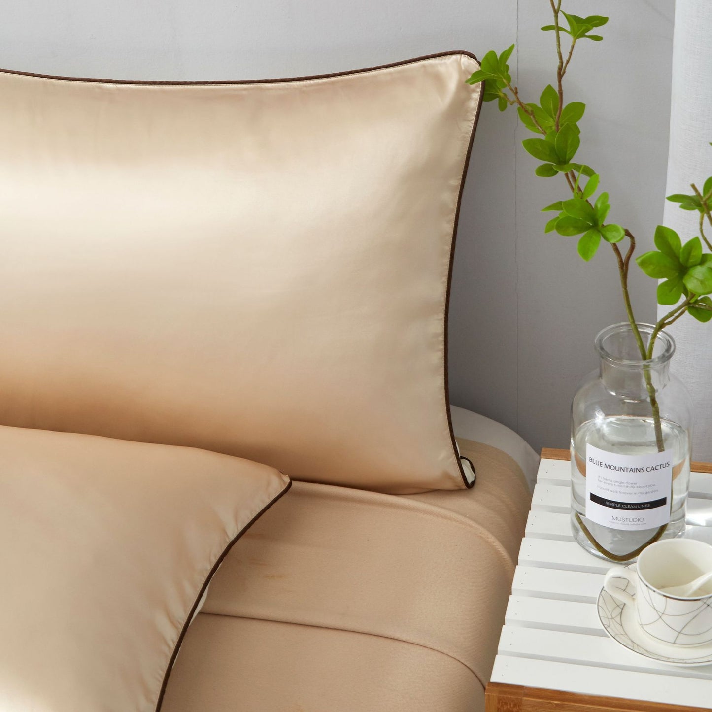 Silk satin plain single pillowcase