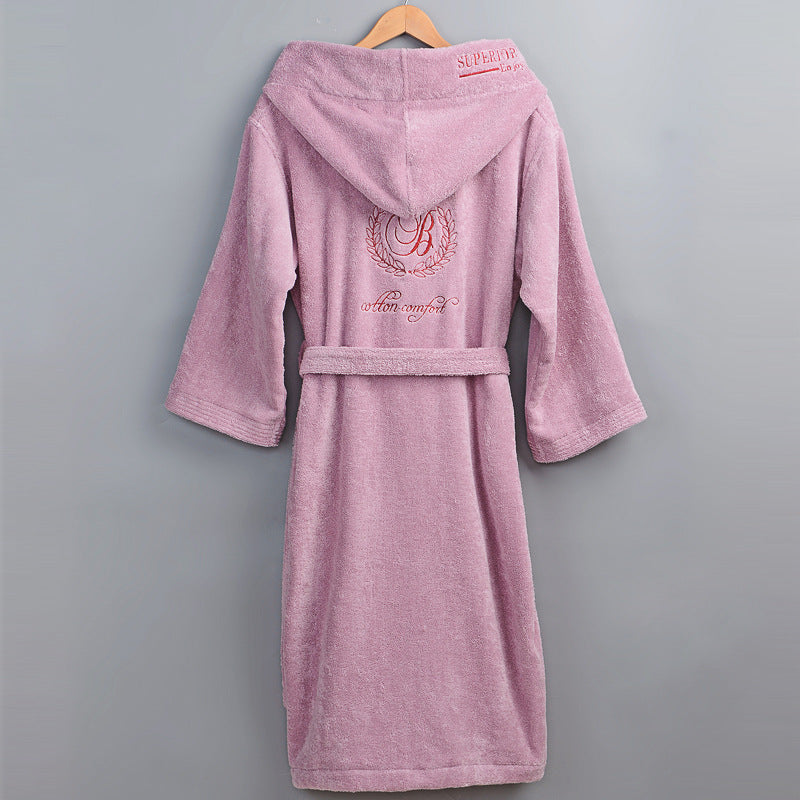 Cotton Bathrobe Thick Towel Material With Hood - Hair Your Lux