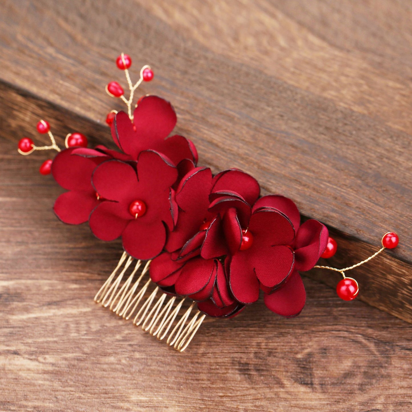 Flower cloth pearl hair comb - Hair Your Lux