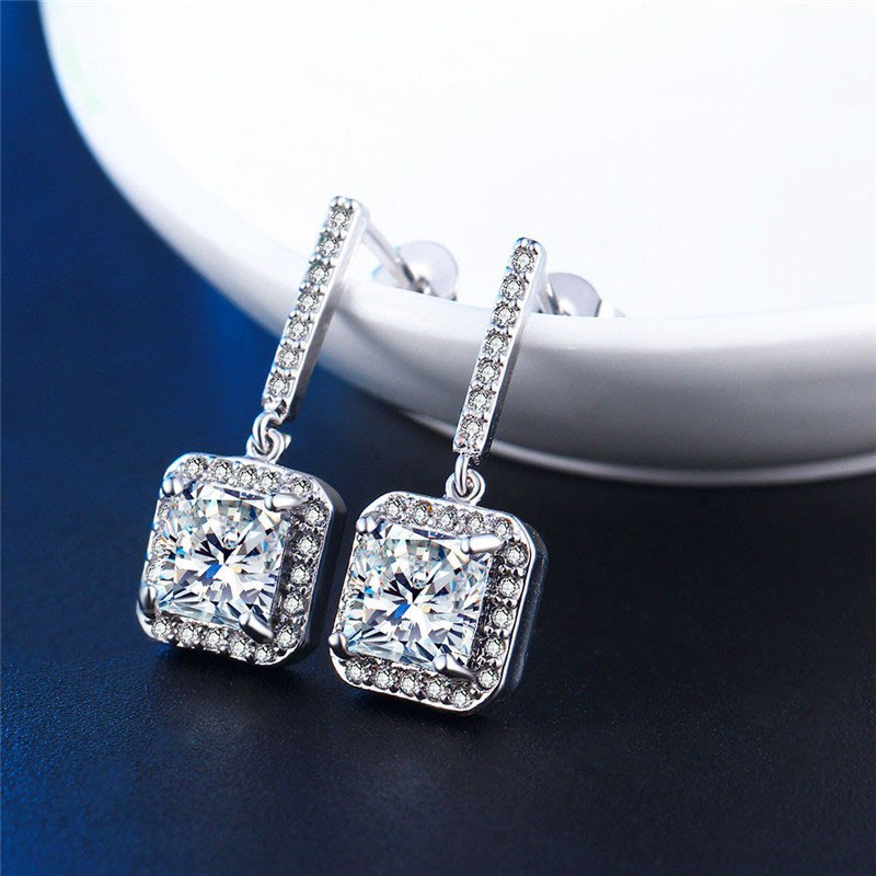 Top Quality Austrian Crystal Big Geomatric CZ Fashion Luxury Zircon Women Ear Stud Earrings Elegant Earring For Party - Hair Your Lux