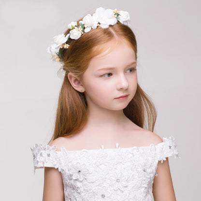 Flower Girl Crown Garland Headpiece With Headband- Handmade Hair Garland Floral Wreath Adjustable Flower Headbands for Bridal Wedding Festival Party Flower Girl Crown - Hair Your Lux